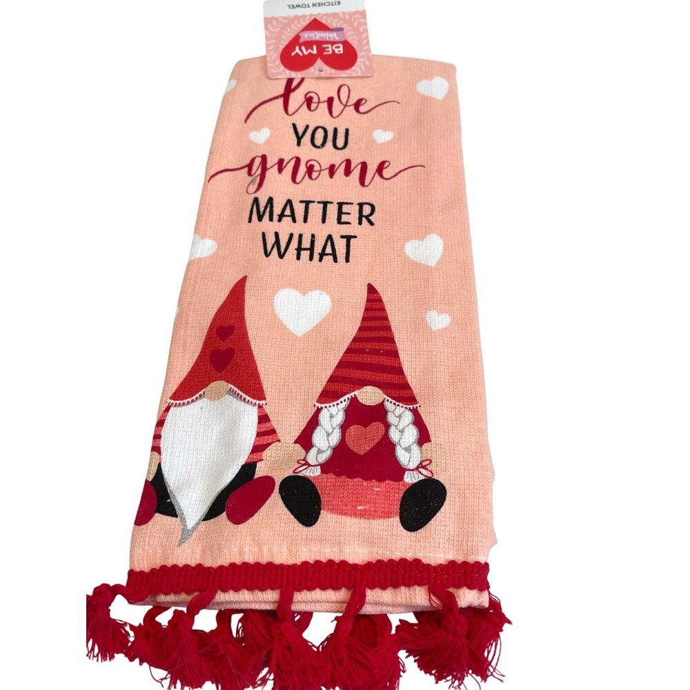 Valentine Day Holiday Cupid 3pc Lot Set Love Gnome Kitchen Towel Door Hanger NWT - Picture 5 of 10